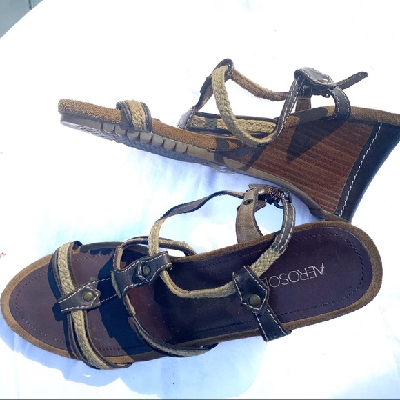 Aerosoles Wedge Braided Sandals 9 - Picture 1 of 11